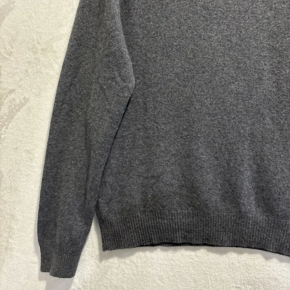 George 100% Cashmere Sweater Gray V Neck Pullover Long Sleeve Men's Medium 38 40